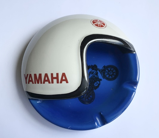 Vintage ceramic Yamaha Motorcycle Helmet ashtray